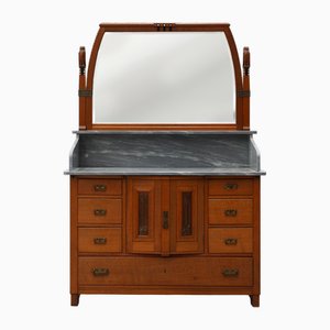 Art Nouveau Mirrored Cabinet with Artwork attributed to Geo Verbanck attributed to De Coene, Belgium, 1920s
