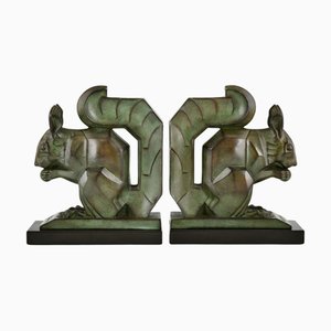 Art Deco French Squirrel Bookends by Max Le Verrier, 1930s, Set of 2