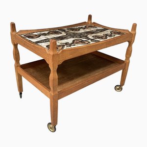 Midcentury Modern Tile Inlay Rolling Table by Henning Kjærnulf, 1960s