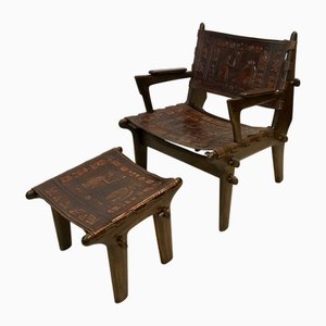 Lounge Chair and Ottoman Set by Angel I. Pazmino for Muebles De Estilo, 1960s, Set of 2