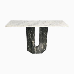 Italian Modern Green and White Marble Console, 1980s