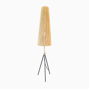 Mid-Century Tripod Floor Lamp with Rope Shade, 1960s