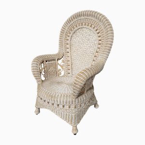 Chaise Paon en Osier Peint, 1930s