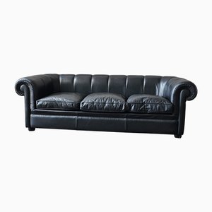 Schwarzes italienisches Vintage Ledersofa