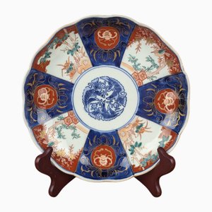 Japanese Imari Porcelain Plate with Flora and Fauna Decoration, Late 19th Century