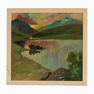 F. Lorentz, Paisaje sereno, años 60, pintura al óleo, enmarcado