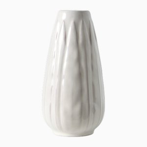 Jarrón Lancet esmaltado en blanco de Anna-Lisa Thomson para Upsala Ekeby, años 50