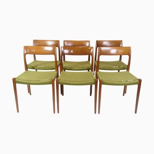 Model 77 Dining Chairs in Teak by Niels O. Møller, 1960s, Set of 6