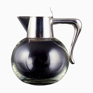 Caraffa in vetro trasparente con montatura in argento di Anton Michelsen