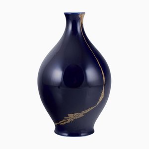 Große Porzellanvase mit blauer Sèvres Glasur von James Guitet für Sèvres, 1970