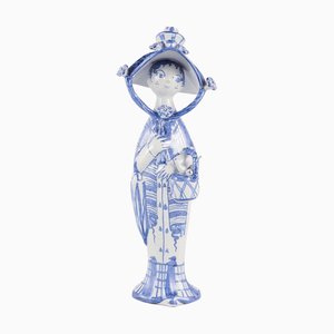 Figurine Autumn en Faïence Vernie Bleue par Bjorn Wiinblad, 1968
