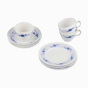 Early Rosenknop / Blå Rose Coffee Set from Royal Copenhagen, Set of 9