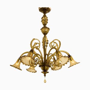 Murano Amber Glass Chandelier, 1970s