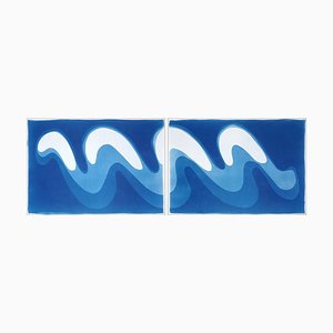 Kind of Cyan, Wave II Diptych, 2025, Cyanotype