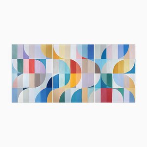 Natalia Roman, San Remo Curves Triptych, 2025, Acrylic on Watercolor Paper