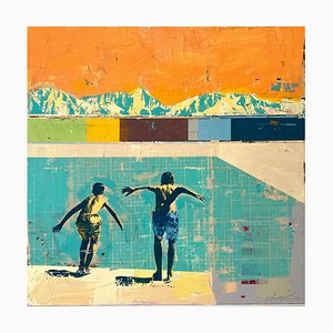 Dan Parry-Jones, Divers with Blue Mountain, 2025, Mixed Media