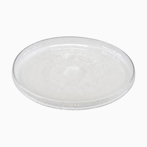 Large Mid-Century Glass Platter with Bubbles from Daum, France, 1960s