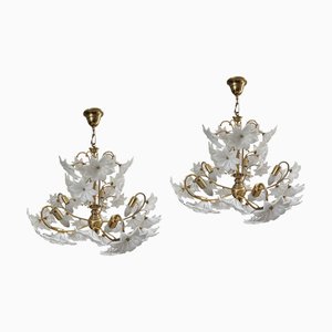Lustres Fleurs Blanches Murano Daisies in the Sky, 1980, Set de 2