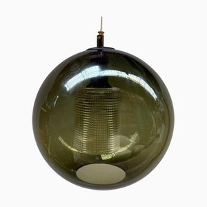 Plafonnier Rond en Verre Vert par Carl Fagerlund pour Orrefors, 1967