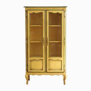 French Country House Display Cabinet in Yellow-Green