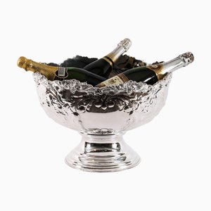 Nevera de champán vintage grande bañada en plata