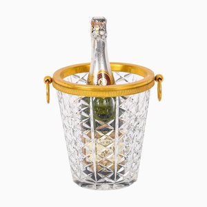 Antiker französischer Weinkühler aus Ormolu & geschliffenem Kristallglas, 1890er