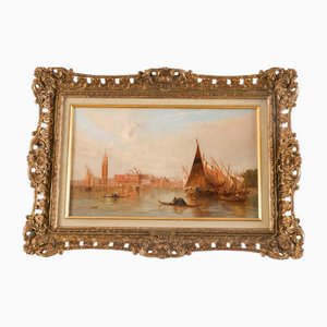 Alfred Pollentine, Dogenpalast & Dogana, Venedig, 19. Jh., Antike Ölgemälde, 2er Set