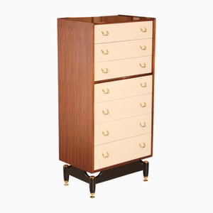 Mid-Century Librenza Tola and Black Chest of Drawers with Chinese White Drawer Fronts from G-Plan, 1960s