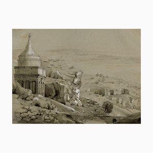 Isabella Foster, Tomb of Absalom, Valley of Jehoshaphat, Jerusalem, 1852, Graphite Drawing