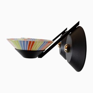 Vintage Striped Murano Glass Wall Lamps, Italy, 1980s, Set of 2
