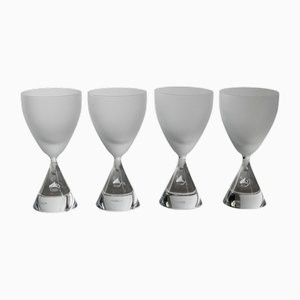 Vintage Sanduhr Trinkgläser aus mattiertem und klarem Muranoglas mit Blasenfüßen, Italien, 1980er, 4er Set