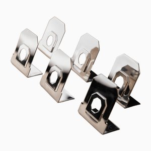 Vintage Silver-Plated Place Card Holders with Octagonal Details, Italy, 1980s, Set of 6