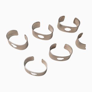Vintage Silver-Plated Napkin Rings with Octagonal Details, Italy, 1980s, Set of 6