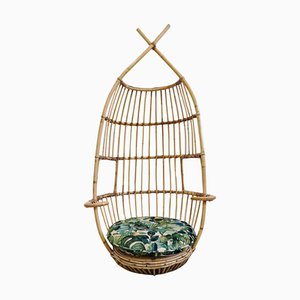 Egg Chair Mid-Century Suspendu en Bambou de Fratelli Castano, Italie, 1950s