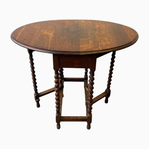 Edwardian Extending Oak Drop Leaf Barley Twist Side Table