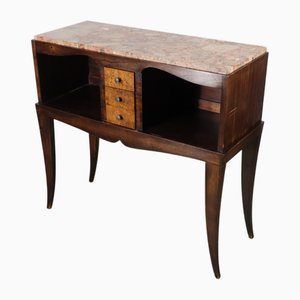 Vintage Wooden and Marble Console Table, 1950s