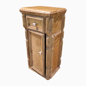 Folk Art Carved Black Forest Wooden Bedside Table