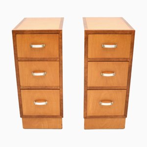 Art Deco Nachtkästchen aus Satinholz & Nussholz, 1930, 2er Set
