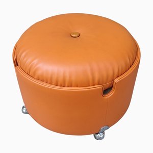 Orange Ottoman Dilly Dally Series by Luigi Massoni for Poltrona Frau, Italy, 1970s
