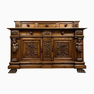 Renaissance Walnut Sideboard with Caryatids, 1880
