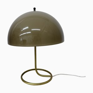Lámpara de mesa hongo vintage con base de metal dorado, años 70