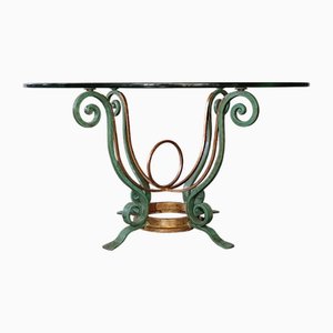 Table d'Appoint en Fer Forgé Doré par René Prou, 1940s