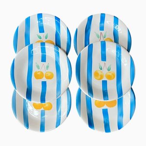 Flat Plates in Italian Porcelain from Treci Brand, 1990s, Set of 6