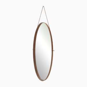 Oval Wall Mirror with Teak Frame, 1950s