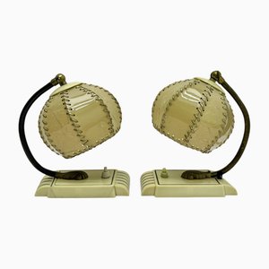 Art Deco Bedside Table Lamps in Bakelite and Celluloid, 1930s, Set of 2
