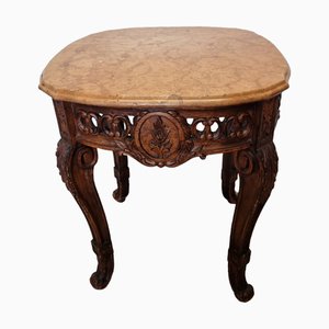 Louis XV Side Table with Marble Top, 1970s