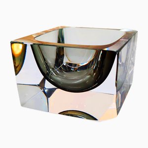 Cendrier Carré à Deux Coins Facettés en Verre de Murano attribué à Flavio Poli pour Seguso, 1960