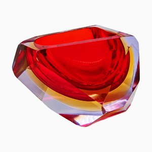 Asymmetric Square Ashtray in Murano Glass attributed to Flavio Poli for Seguso, Italy, 1960s