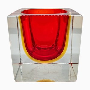 Big Square Ashtray in Murano Glass attributed to Flavio Poli for Seguso, Italy, 1960s