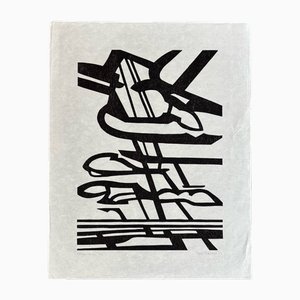 Paul Overhaus, Komposition, 1986, Linoldruck auf Japanpapier